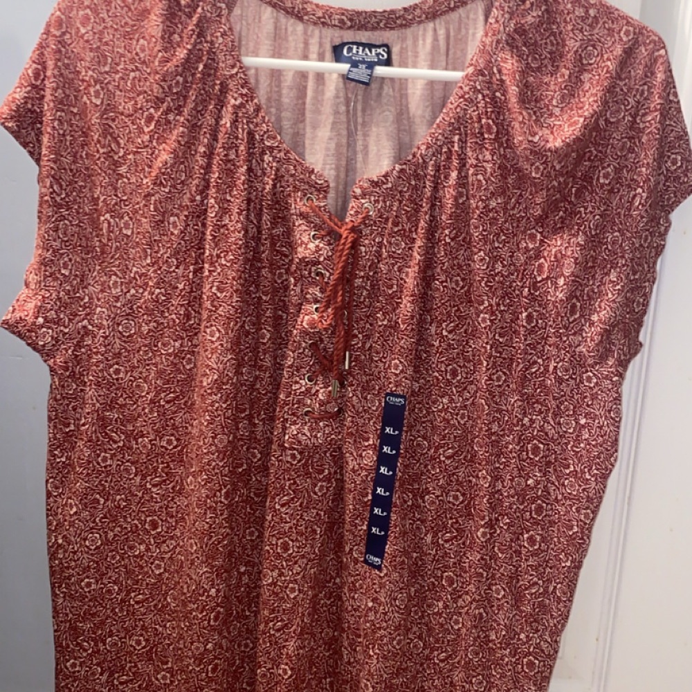 Chaps Gold Tie Front Blouse